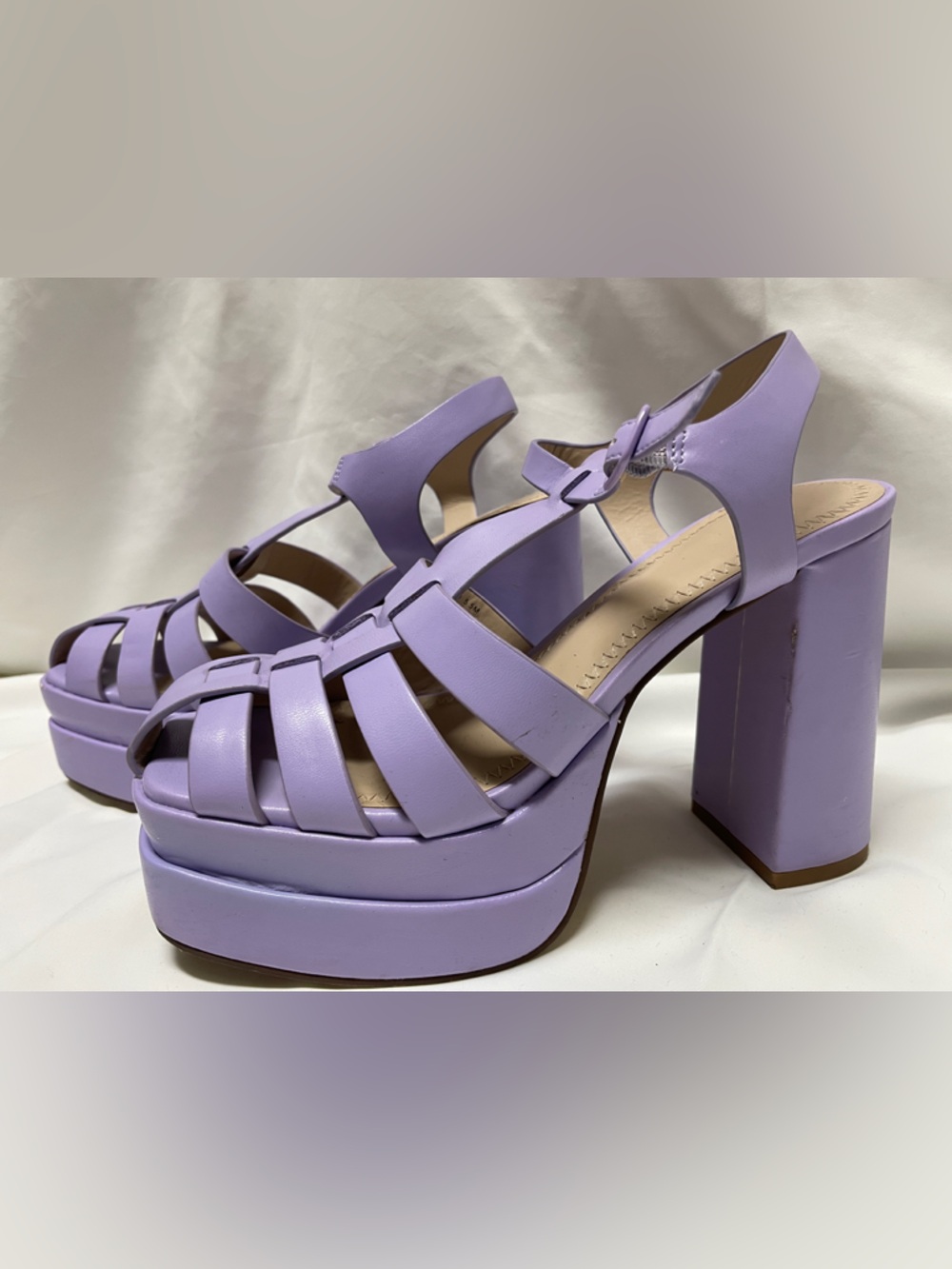 bp Lavender Strappy Platform Heels